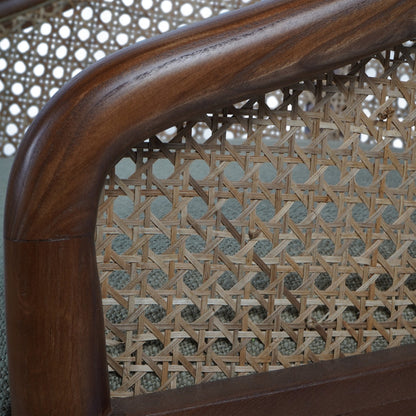 Carmel Oak Armchair With Cane and Upholstery