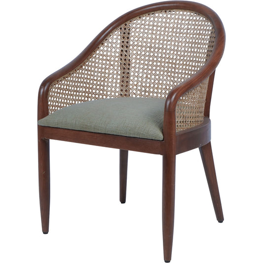 Carmel Oak Armchair With Cane and Upholstery