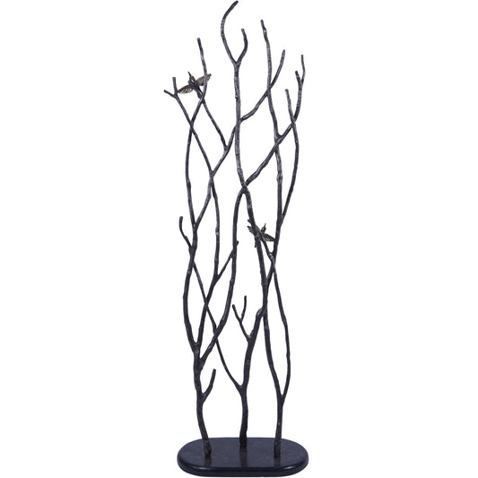 Decorative Screen Sculpture with Branches and Birds