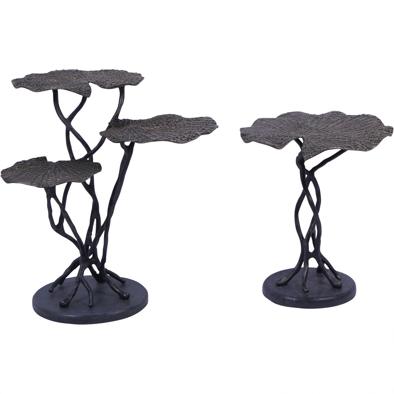Lily Pad Leaf Trio Side Table in Cast Aluminium