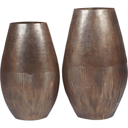 Southwold Textured Oval Antique Brass Vase 100cm