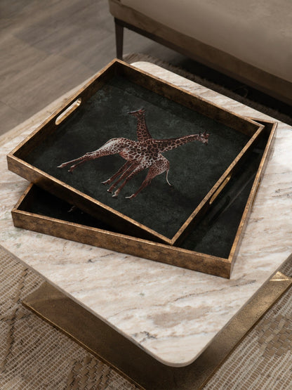 Giraffe Decorative Set of 2 Nesting Trays