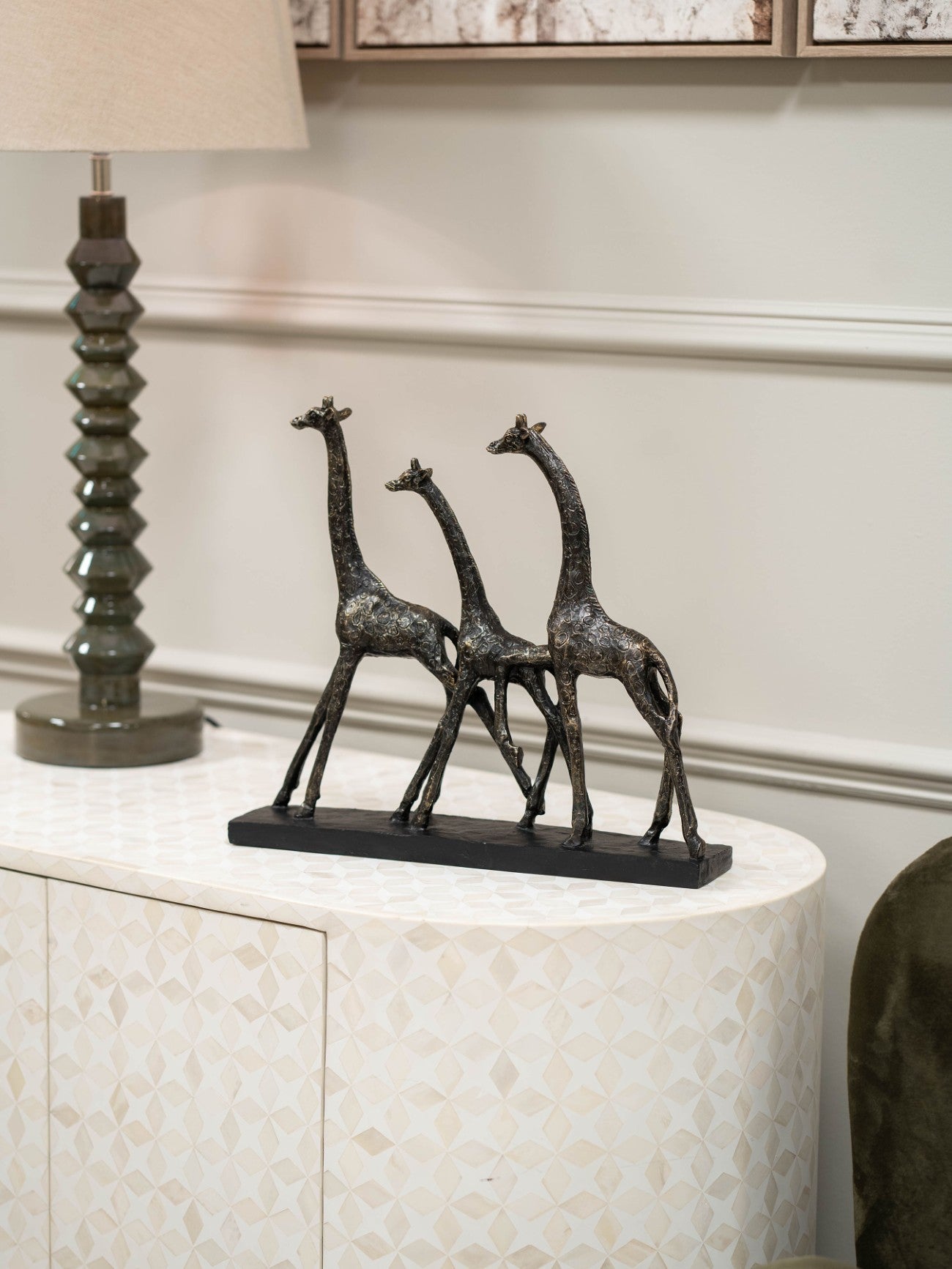 Family Of Three Giraffes Sculpture