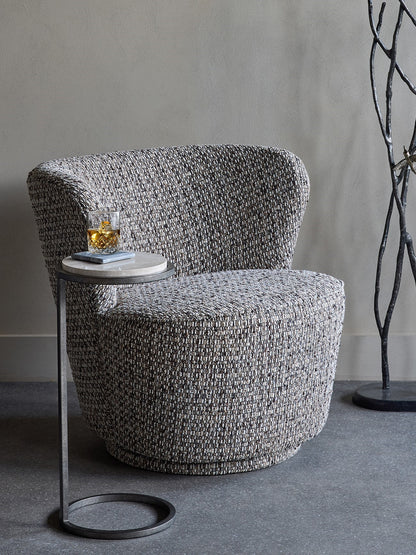 Roehampton Textured Slub Swivel Chair Mocha