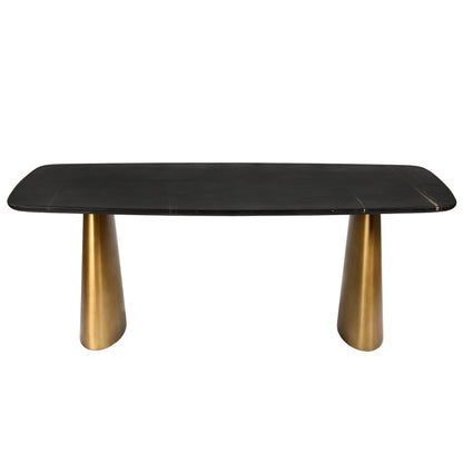 Caldera Solid Black Marble Dining Table - Pak Tao