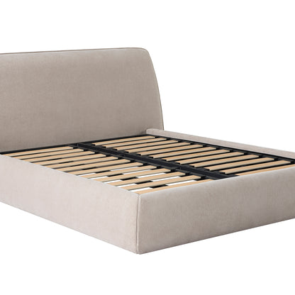 Darley Upholstered 5' King Sized bed frame in Soft Beige