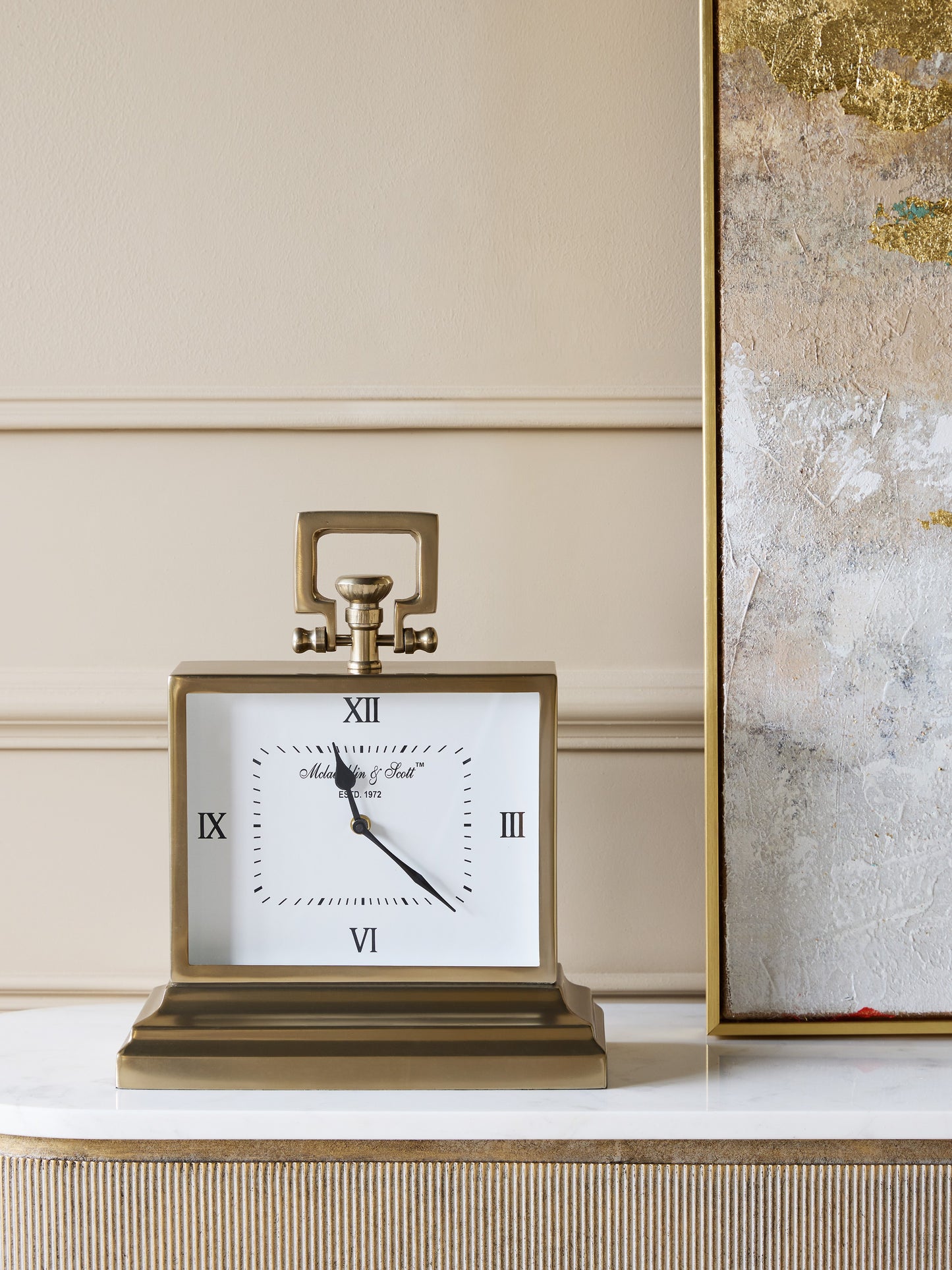 Latham Brass Rectangular Clock Small