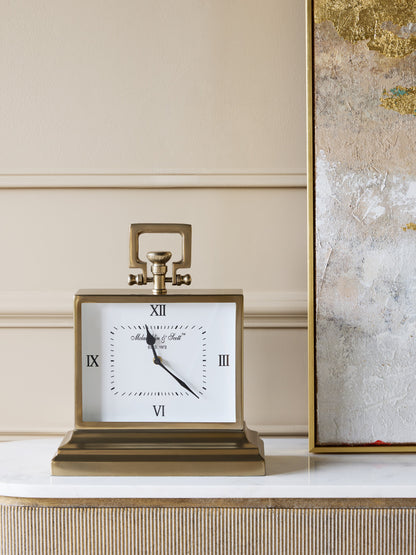 Latham Brass Rectangular Clock Small