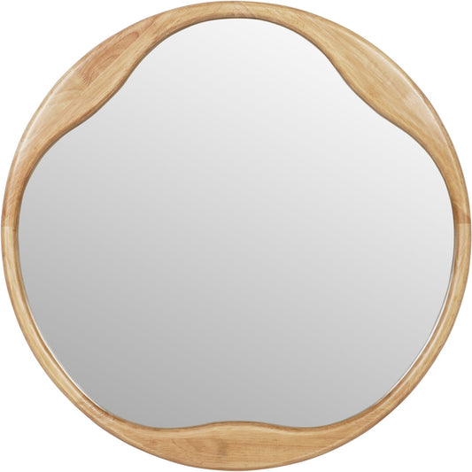 Hague Round Natural Wood Mirror 70cm