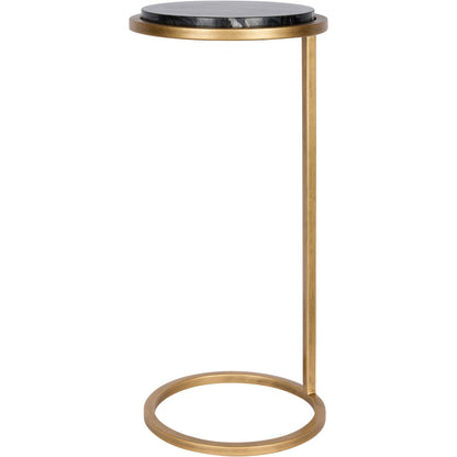 Iota Accent Table Black Marble Aged Gold Frame