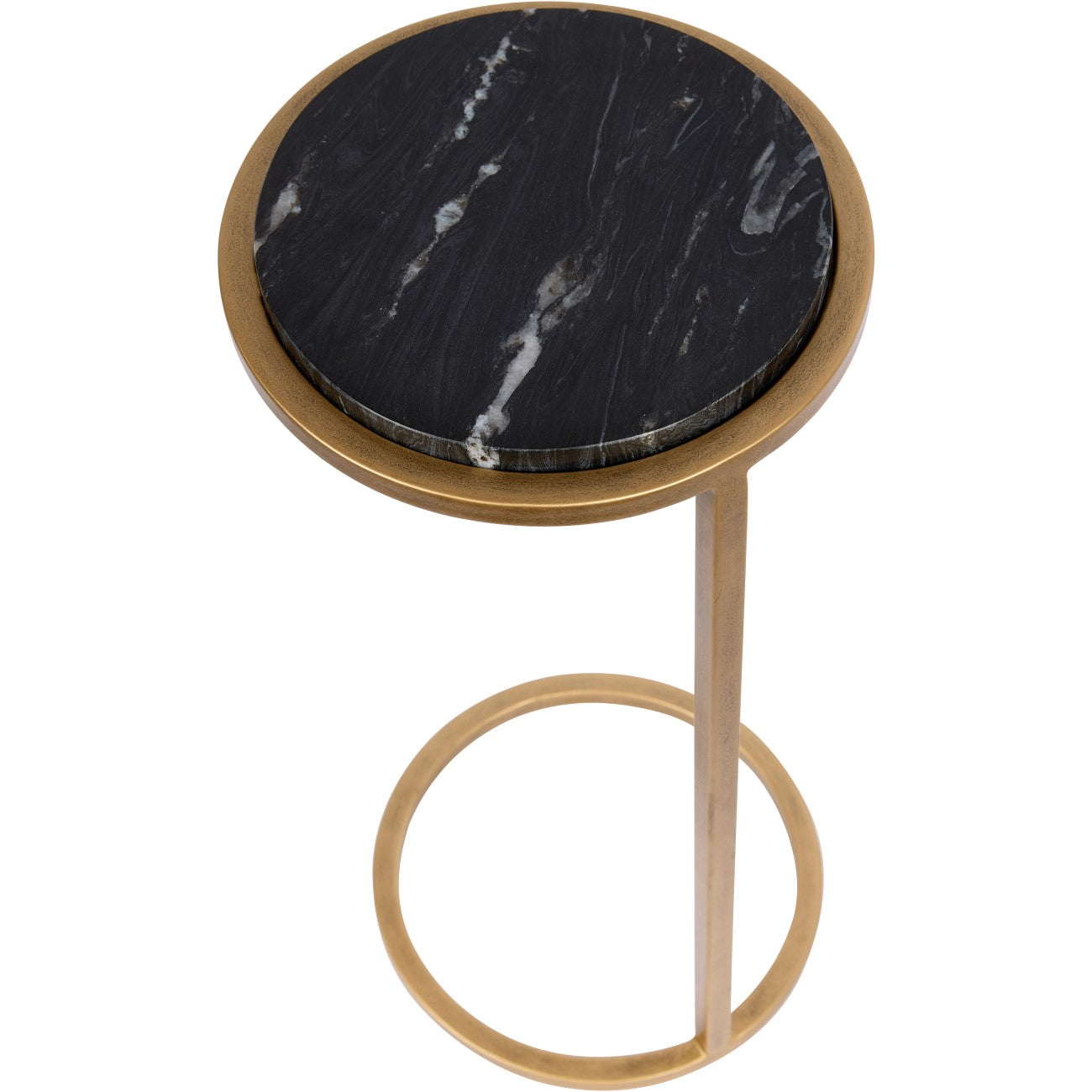 Iota Accent Table Black Marble Aged Gold Frame
