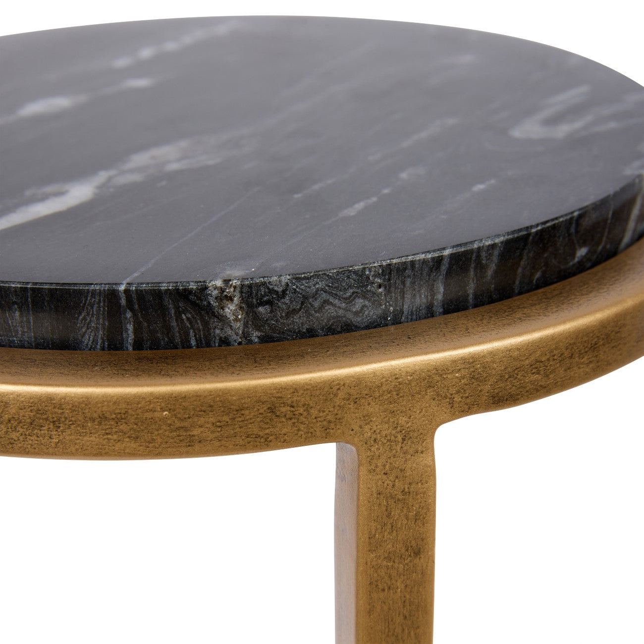 Iota Accent Table Black Marble Aged Gold Frame