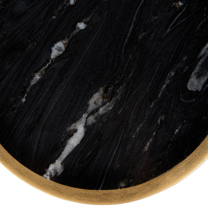 Iota Accent Table Black Marble Aged Gold Frame