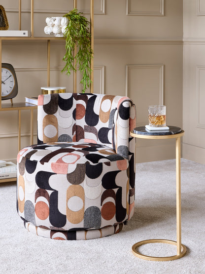 Iota Accent Table Black Marble Aged Gold Frame