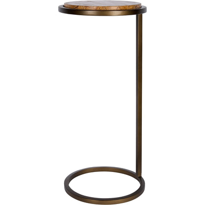 Iota Accent Table Forest Brown Marble Smoked Gold Frame