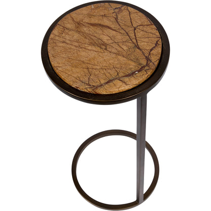 Iota Accent Table Forest Brown Marble Smoked Gold Frame