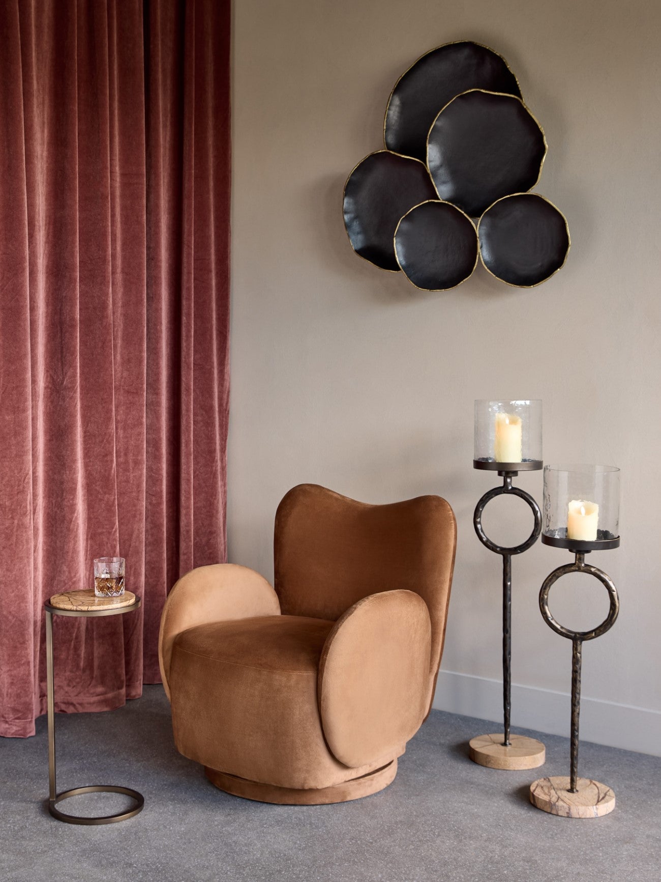 Iota Accent Table Forest Brown Marble Smoked Gold Frame