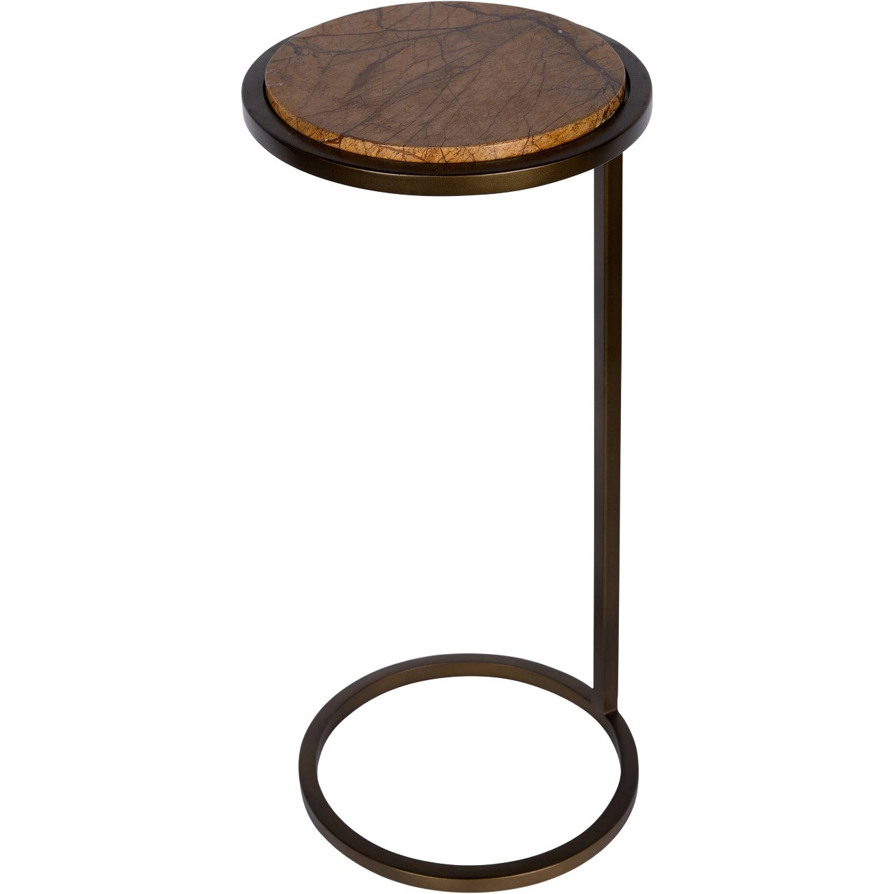 Iota Accent Table Forest Brown Marble Smoked Gold Frame