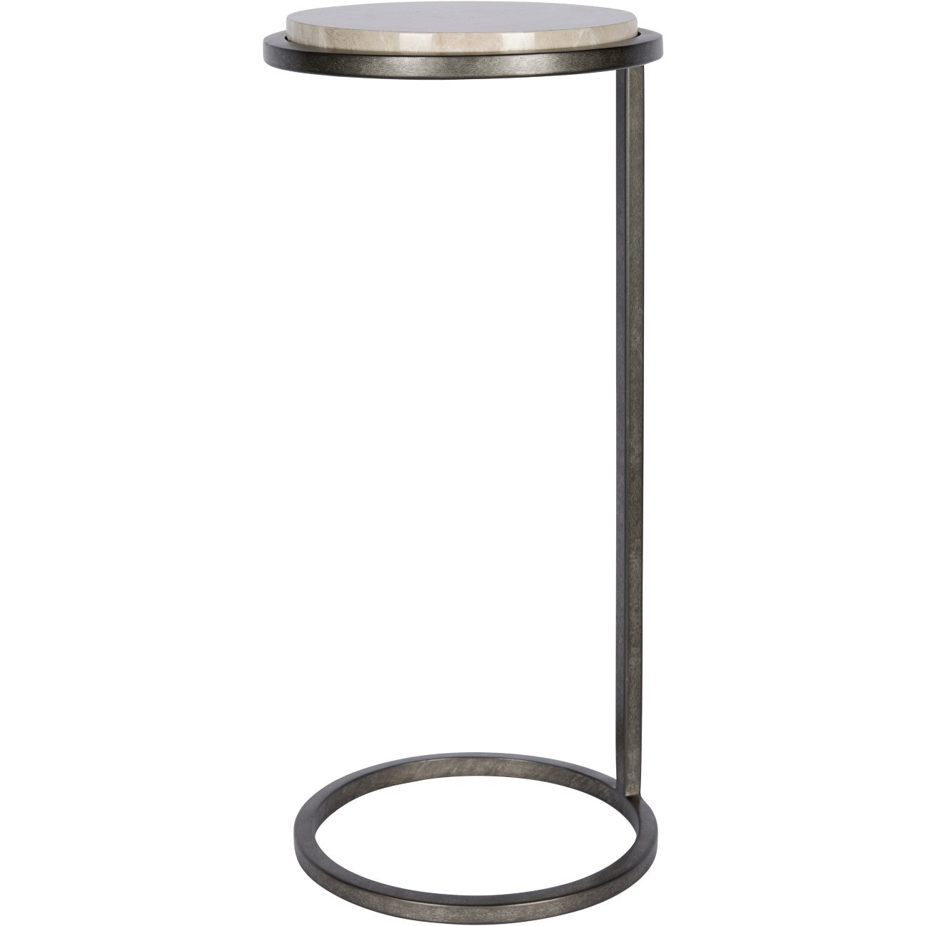 Iota Accent Table Grey Emperador Marble Aged Silver Frame