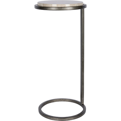Iota Accent Table Grey Emperador Marble Aged Silver Frame