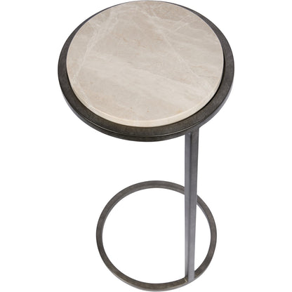 Iota Accent Table Grey Emperador Marble Aged Silver Frame