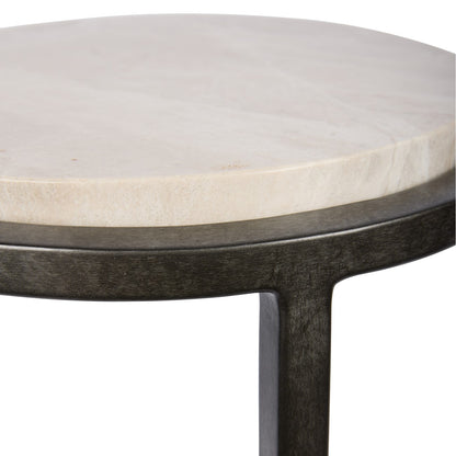 Iota Accent Table Grey Emperador Marble Aged Silver Frame