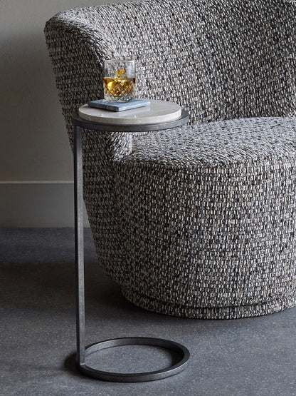 Iota Accent Table Grey Emperador Marble Aged Silver Frame