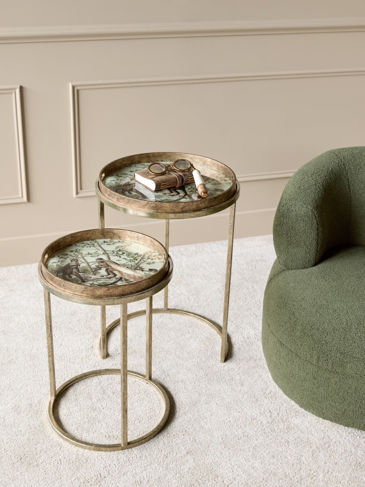 Monkey Jungle Set Of 2 Side Tray Tables