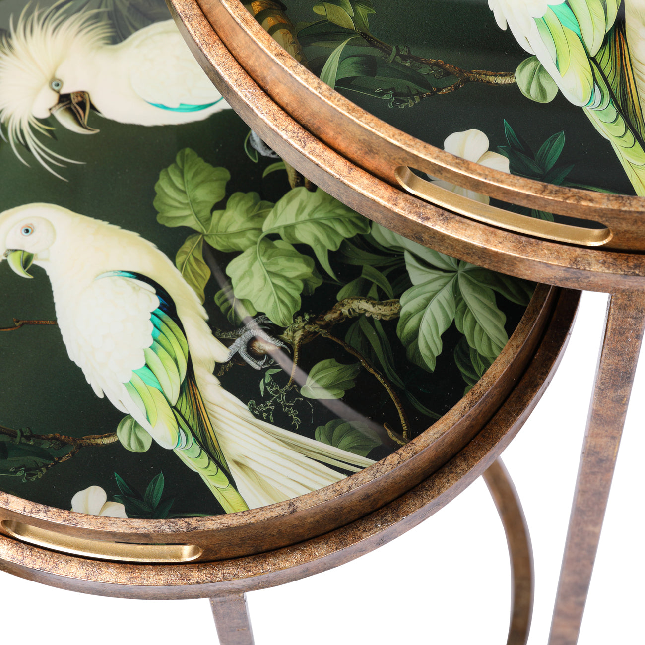 Tropical Birds Set Of 2 Side Tray Tables