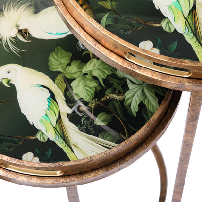 Tropical Birds Set Of 2 Side Tray Tables