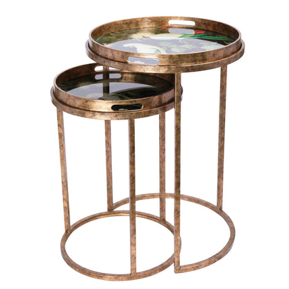 Tropical Birds Set Of 2 Side Tray Tables