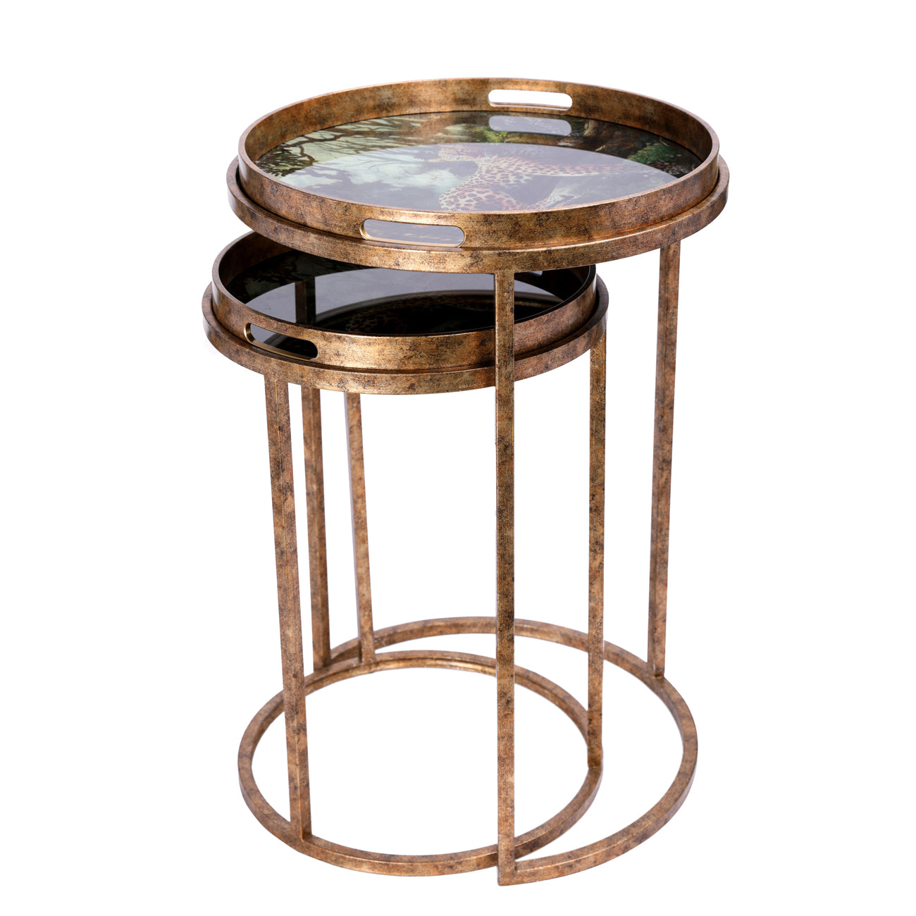 Lounging Leopard Set Of 2 Side Tray Tables