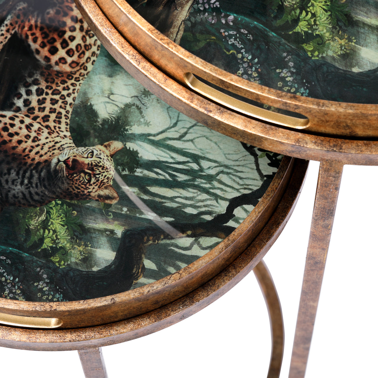 Lounging Leopard Set Of 2 Side Tray Tables