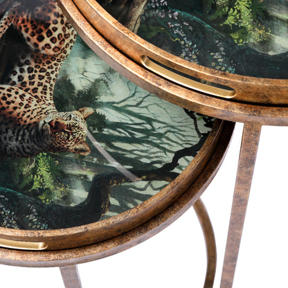 Lounging Leopard Set Of 2 Side Tray Tables