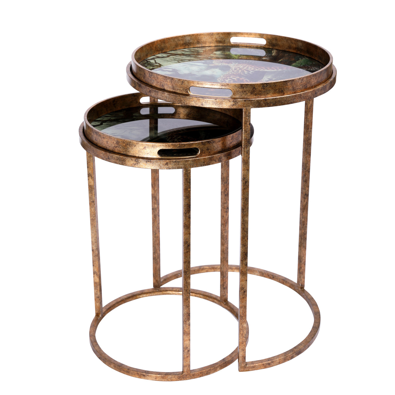 Lounging Leopard Set Of 2 Side Tray Tables