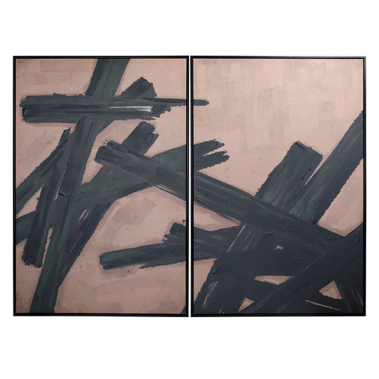 Impasto Brushstrokes Taupe Set Of 2 Framed Canvas Wall Art 160x120cm