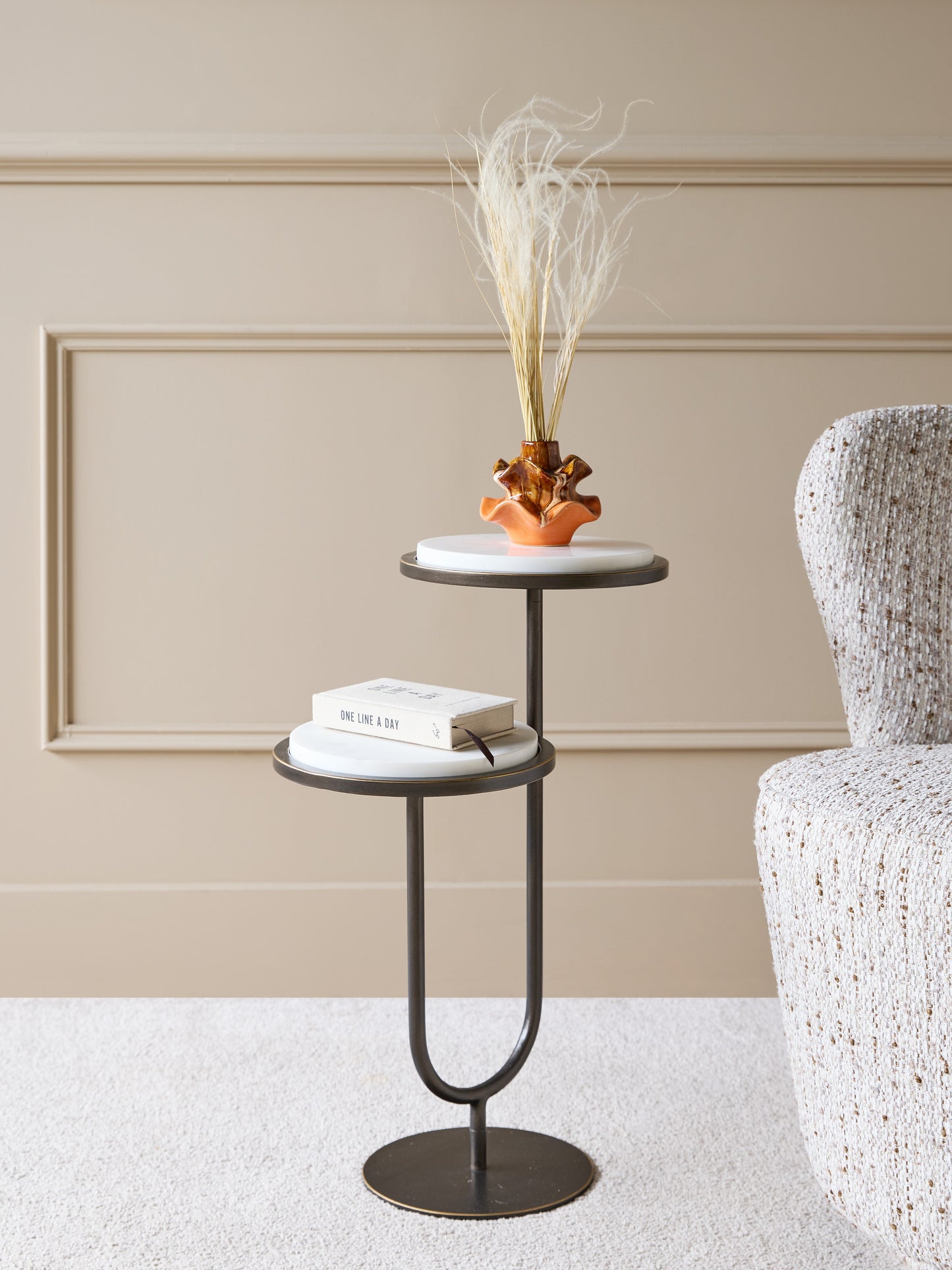 Marco Accent Table White Banswara Marble