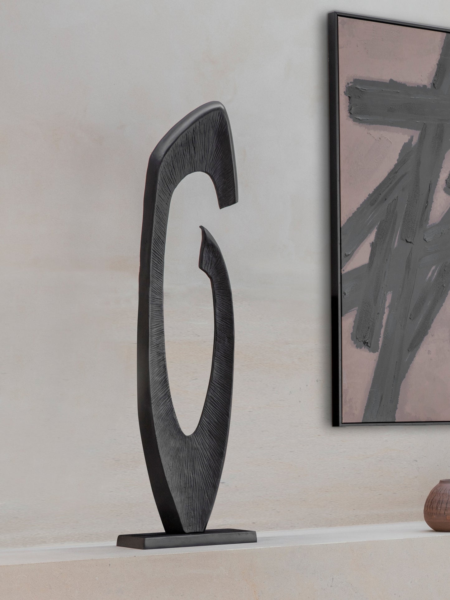 Axis Black Aluminium Sculpture 117cm