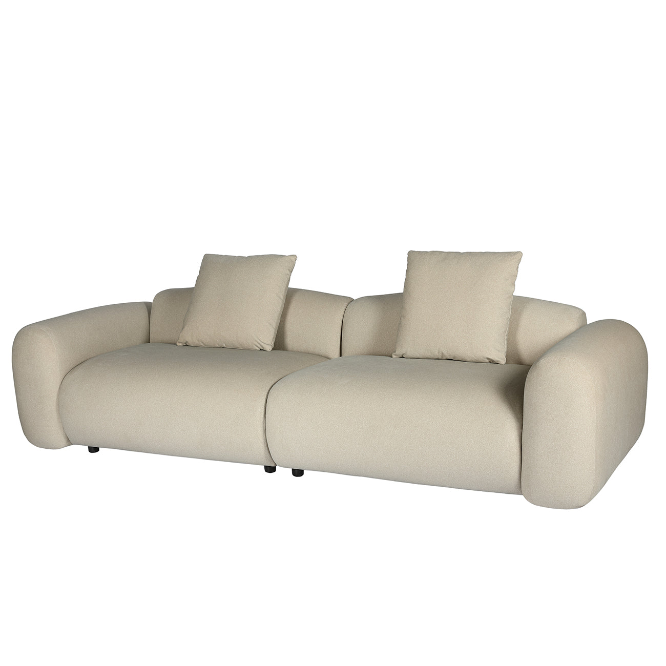 Limewood 3 Seater Sofa and Cushions In Warm Stone Velvet