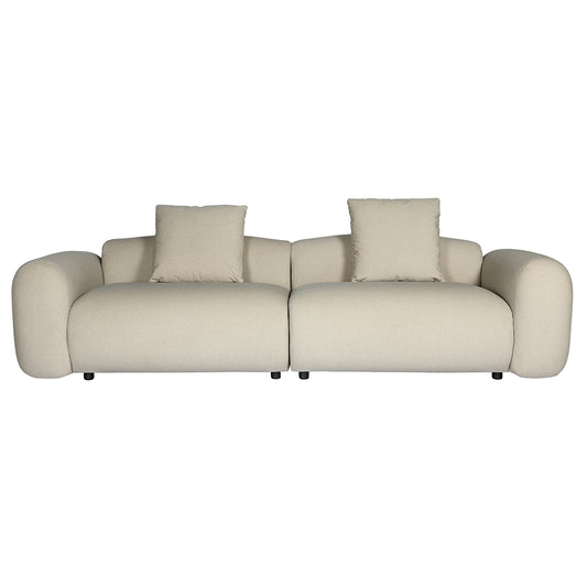 Limewood 3 Seater Sofa and Cushions In Warm Stone Velvet