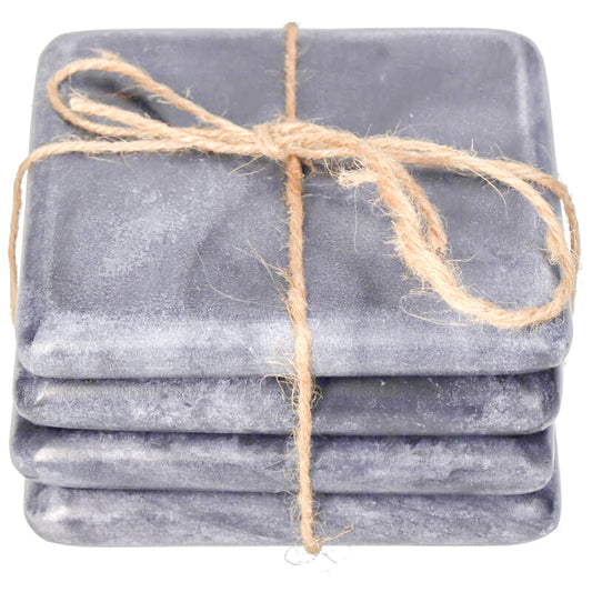 Black Marble Square Coasters Set of 4