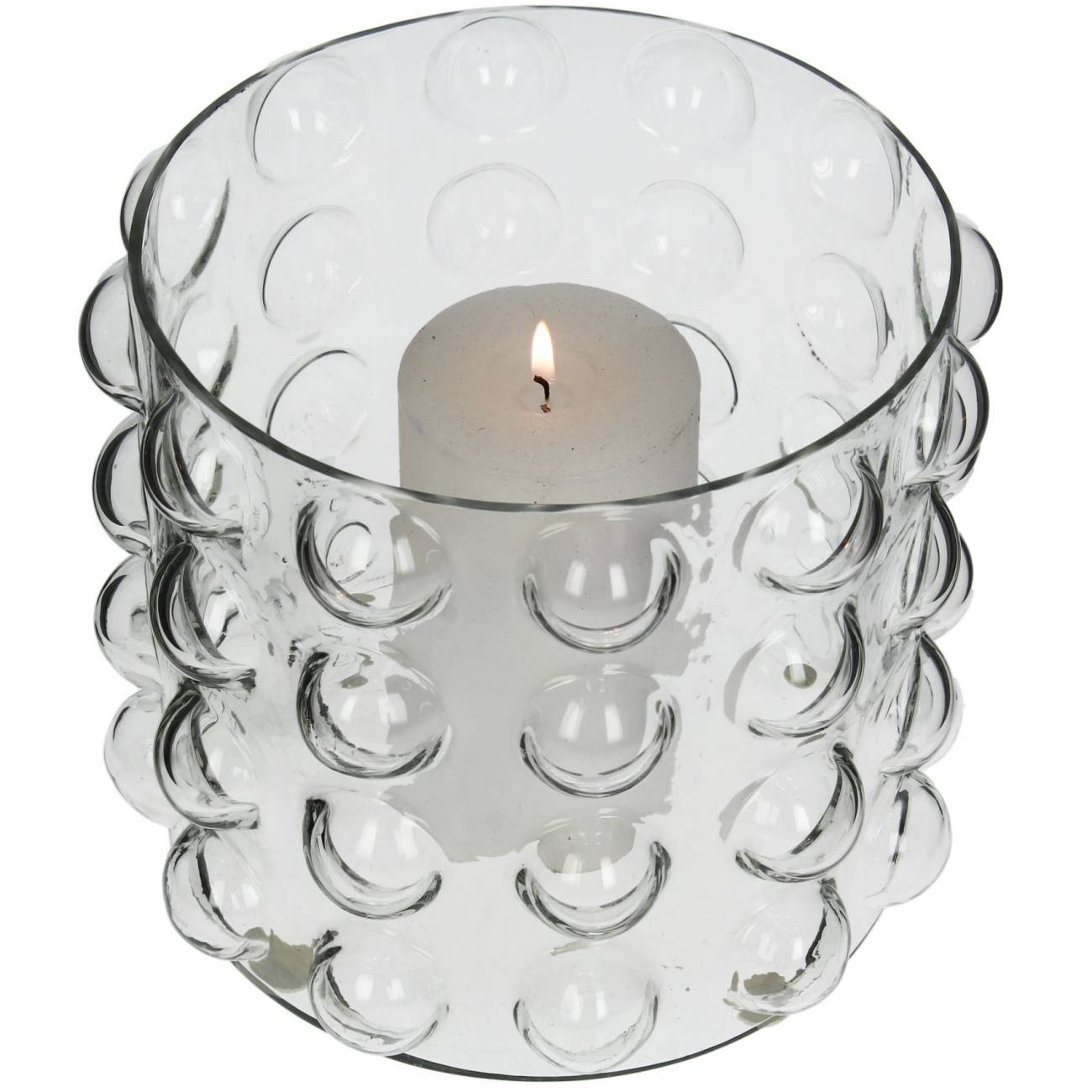Bobble Clear Glass Candle Holder Small 18cm
