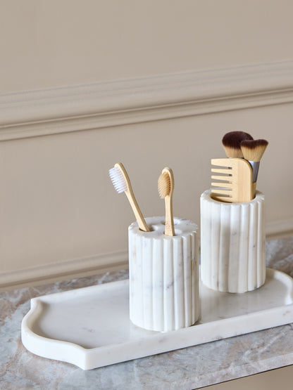 Amara White Marble Toothbrush Holder