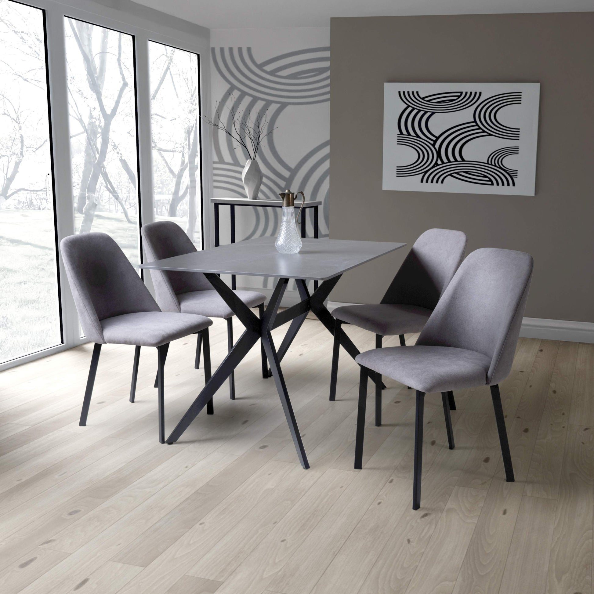 Timor 1.2m Grey & 4 Linden Dining Set
