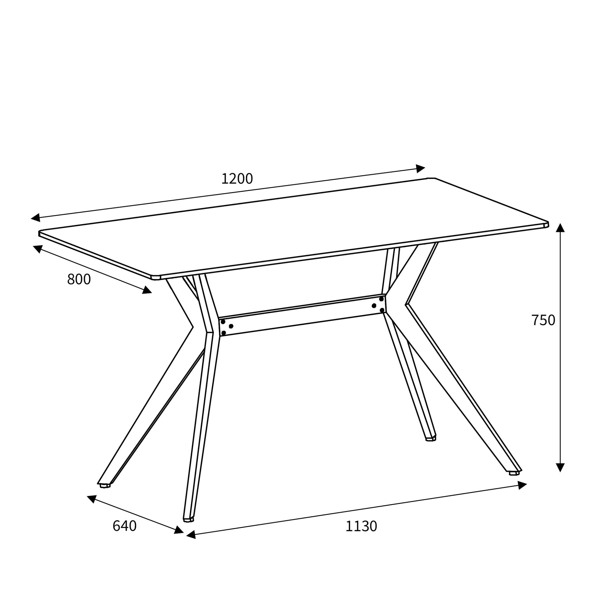 Timor 1.2m Black Dining Table
