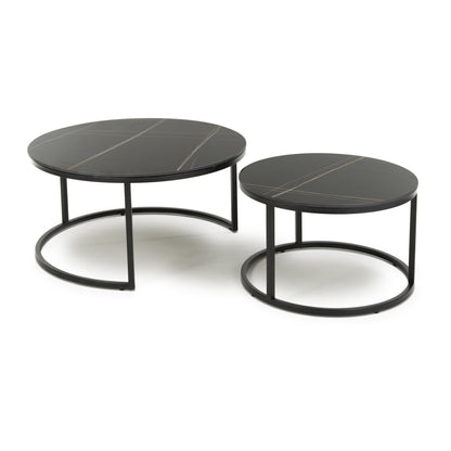 Delta Round Black Nest of Tables