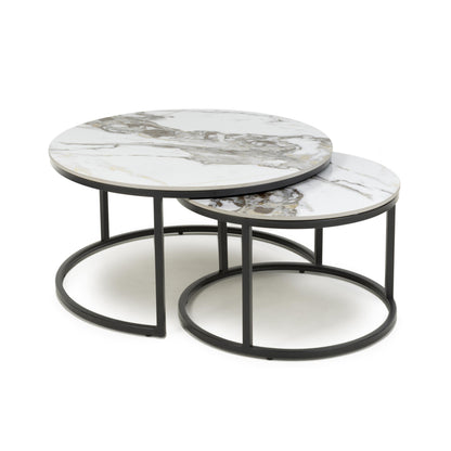 Delta White & Gold Nest of Tables