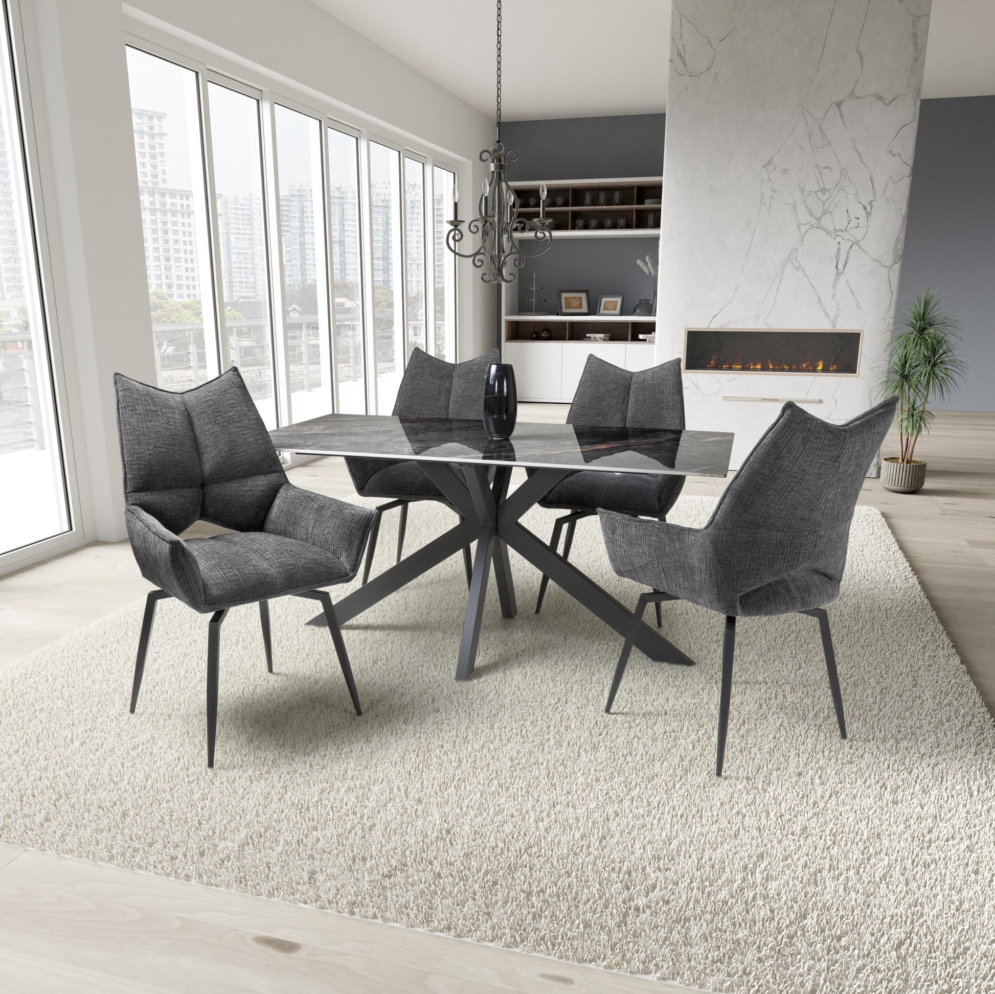 Tokyo 1.6m & 4 Denver Dining Set