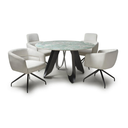 Osaka Round Green & 4 Artemis White Dining Set