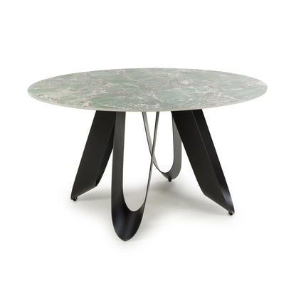Osaka Round Green & 4 Artemis White Dining Set